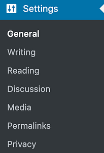 Settings screenshot in the WP Dashboard menu