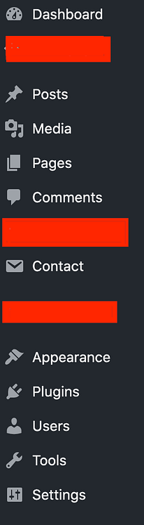 screenshot of the WordPress menu in the dashboard