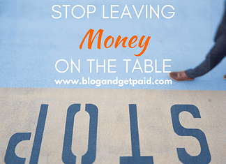 The image shows an inverted STOP sign and a man crossing the street. In the foreground, the words Stop leaving money on the table are written