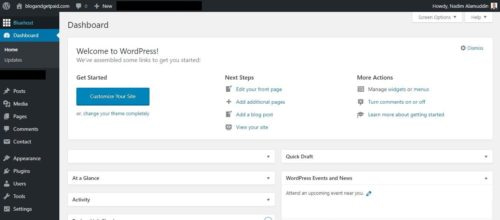 Screenshot of your WordPress Dashboard - From Zero To Blog In 5 Steps