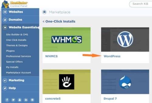 Screenshot of the HostGator WordPress One Click Install 