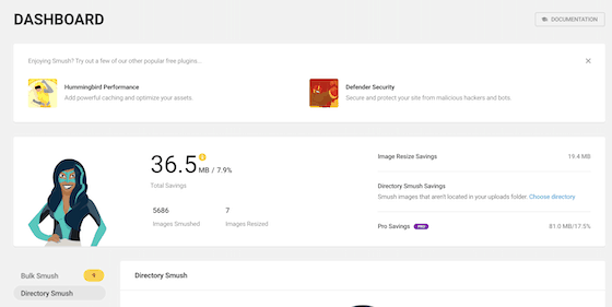 Screenshot of WordPress Smush Dashboard