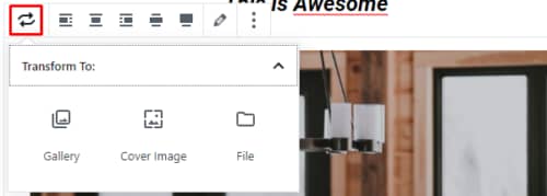 Changing Image Block Type