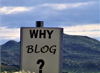 The missing image is that of a sign on top of a hill that says "Why Blog?"